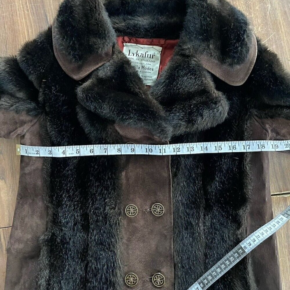 Lykafur Brown Faux Fur Coat for Women Vintage Tissavel France - Sz M w/S… - Picture 6 of 15